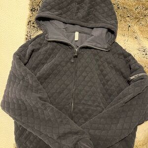 Free People Quilted Gray Hoodie Jacket